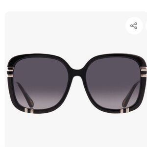 Chloe West Squared Black Sunglasses with Silver Accents